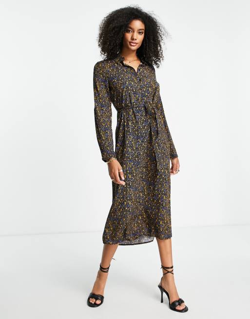 Vila – Midi-Hemdkleid in Schwarz