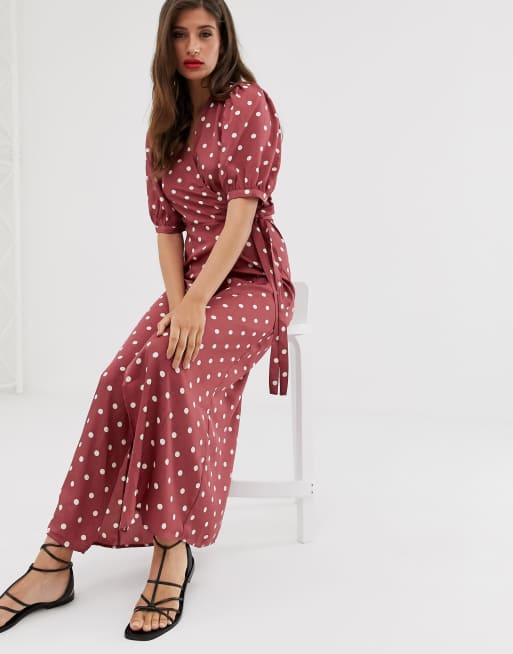 Vila Midi-jurk met overslag en stippen ASOS