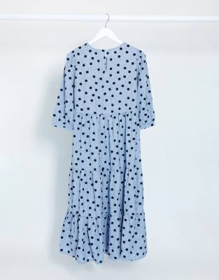 asos blue polka dot dress