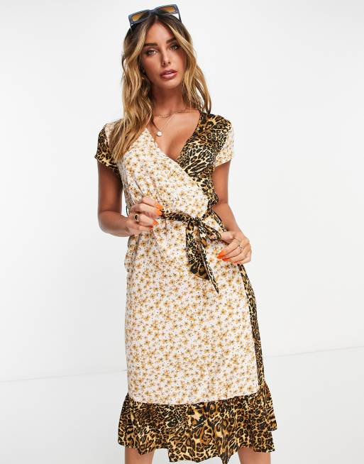 Leopard midi wrap outlet dress