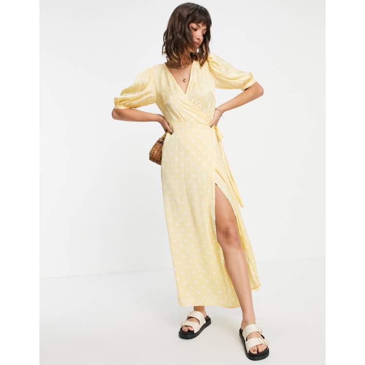 Asos yellow 2025 wrap dress