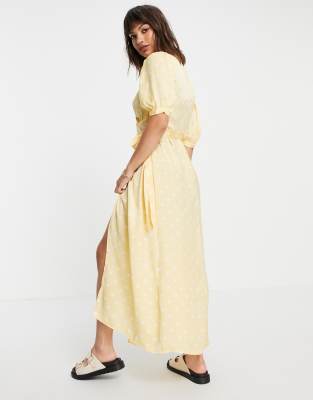 asos yellow wrap dress