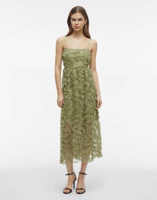 VILA – Midikleid in Salbeigrün