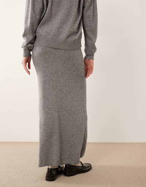 Vila – Midirock aus Strick in Mittelgrau meliert, Kombiteil, 3 von 5