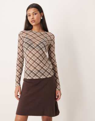 Mini-jupe à ourlet asymétrique - Marron chocolat-Brown L