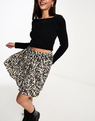 Vila floaty mini skirt in abstract zebra print - ASOS Price Checker