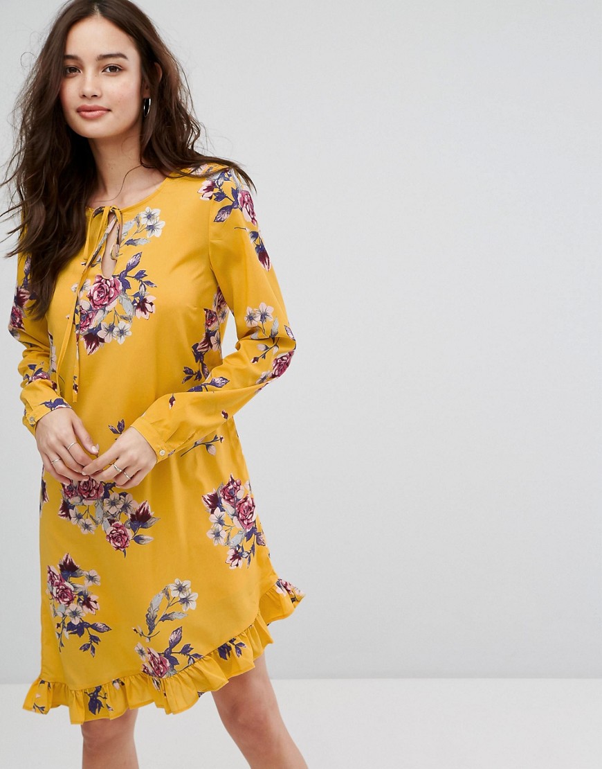Vila - Mini-jurk met bloemenprint en ruchezoom-Multi