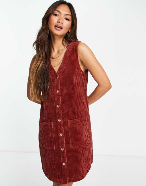 Vila - Mini-overgooierjurk van corduroy in rood