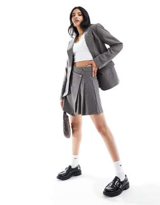 Vila mini skirt in brown mini check part of a set ASOS