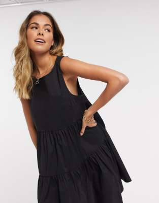 black mini smock dress