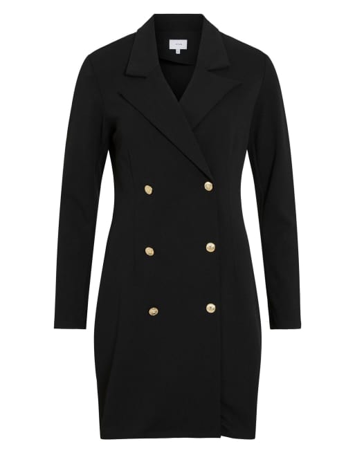 Vila - minivestido blazer entallado de manga larga en negro, 6 de 7