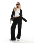 [Vila] Vila Mix and Match high waist wide leg pants in black (part of a set) 44 BLACK
