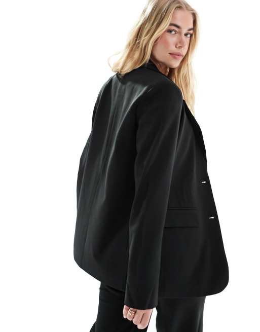 Vila Mix and Match loose fit blazer in black (part of a set), 3 of 4