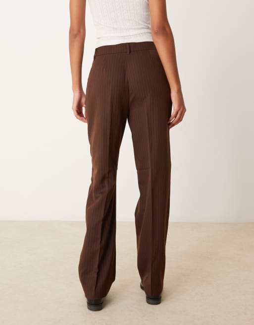 Vila - Mix and Match - Pantalon large habillé à rayures fines - Marron, 2 de 5