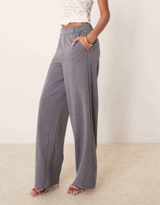 VILA - Mix en match - Broek met wijde pijpen en hoge taille in medium gemêleerd grijs, 3 van 5