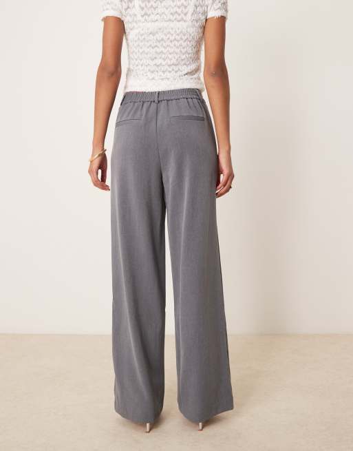 VILA - Mix en match - Broek met wijde pijpen en hoge taille in medium gemêleerd grijs, 4 van 5