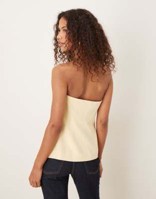 Vila Mix & Match Bandeau Tailored Vest In Neutral