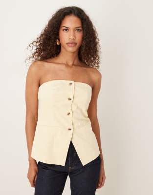 VILA - Mix & Match - Elegante, trägerlose Weste in blassem Bananengelb, Kombiteil