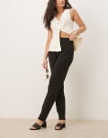 [Vila] VILA Mix & Match high waist clean straight leg pants in black 42 Black