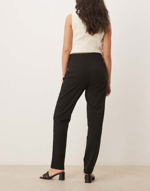 VILA Mix & Match high waist clean straight leg pants in black, 4 of 5