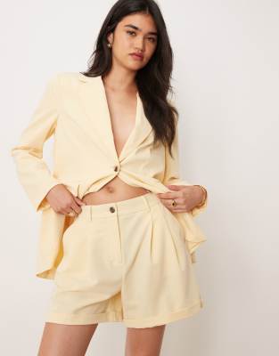 Vila Mix & Match High Waist Tailored Shorts In Yellow