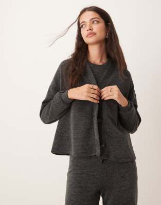 Vila Mix & Match Premium Jersey Cardigan In Gray