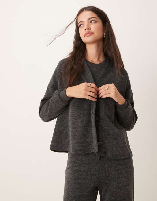 Vila Mix & Match premium jersey cardigan in dark grey (part of a set)