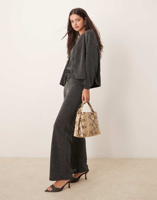 Vila Mix & Match premium jersey co-ord set in dark grey