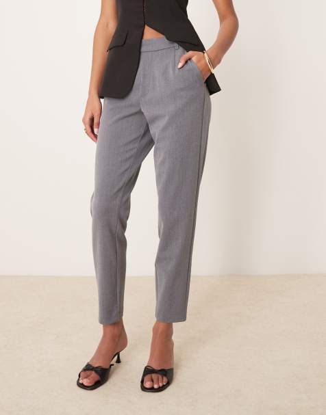 VILA Mix & Match slim tailored pants in medium grey melange - view 1