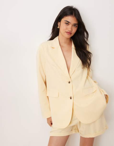 VILA mix & match tailored blazer in pale banana - part of a set - view 1