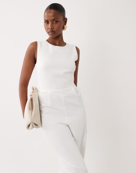 VILA - Mouwloze geweven jumpsuit met uitsnijding aan de achterkant in wit - view 1