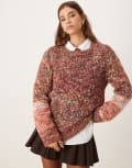 [Vila] VILA multicolour yarn chunky knit jumper in red and brown M Fig MULTI