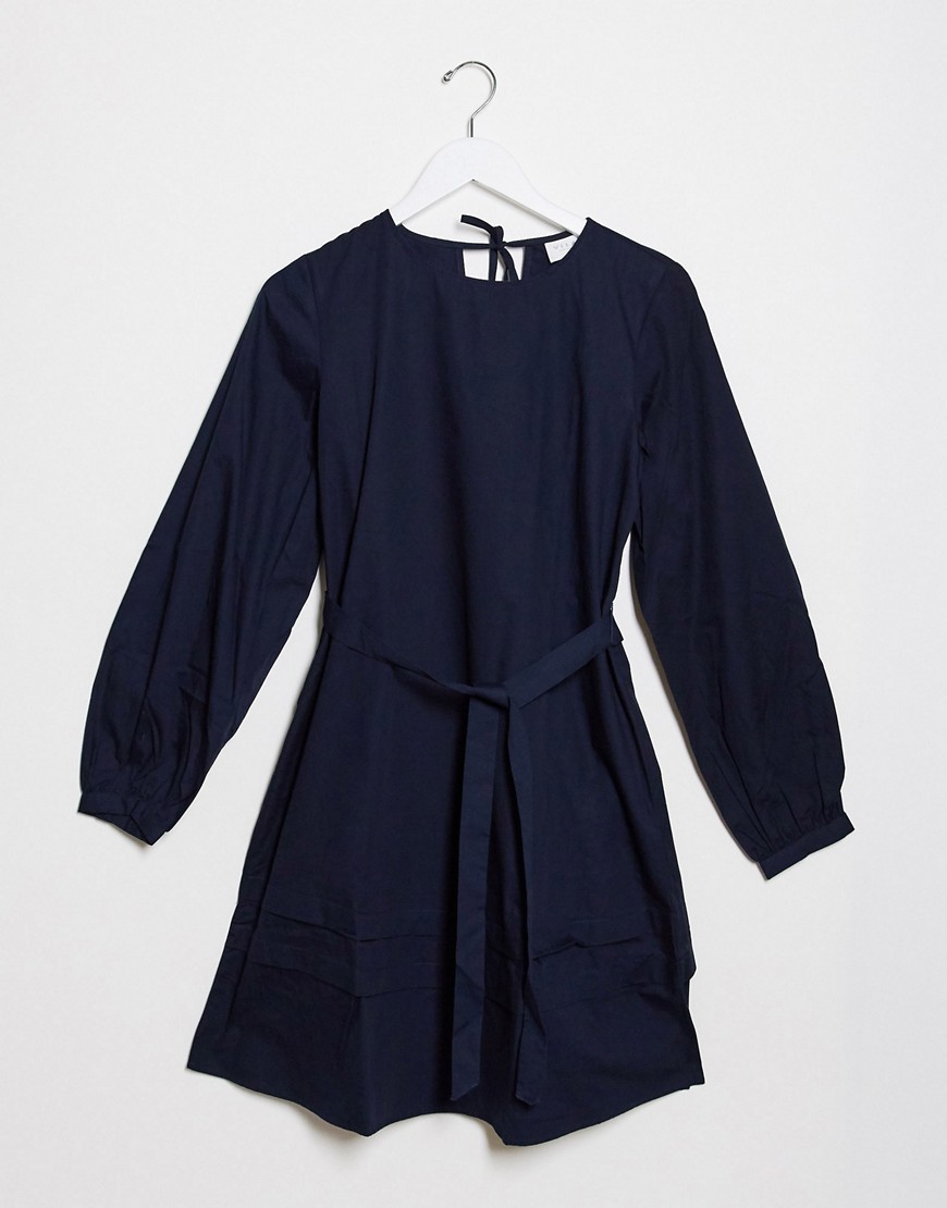 Vila - Navyfarvet kjole med bindebånd i taljen-Marineblå