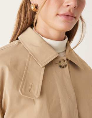 Vila Neck Detail Trench Coat In Neutral