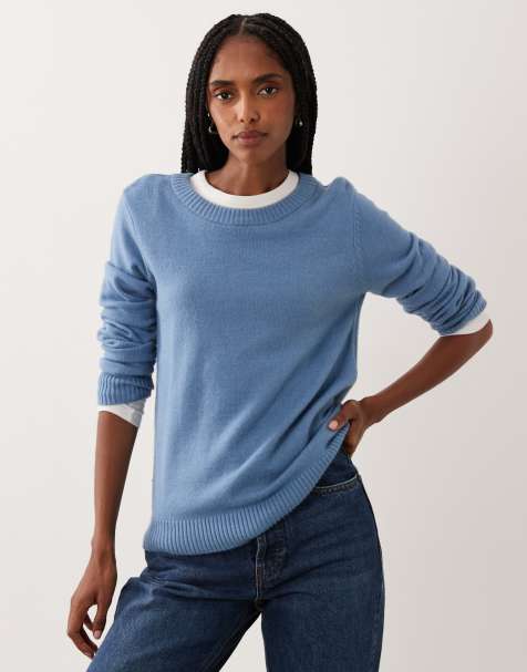 Vila o-neck knitted jumper in blue - view 1