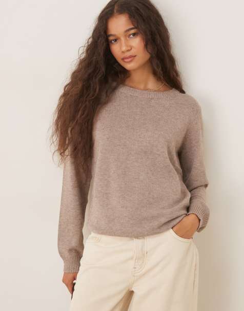 VILA o-neck knitted jumper in falcon melange - view 1