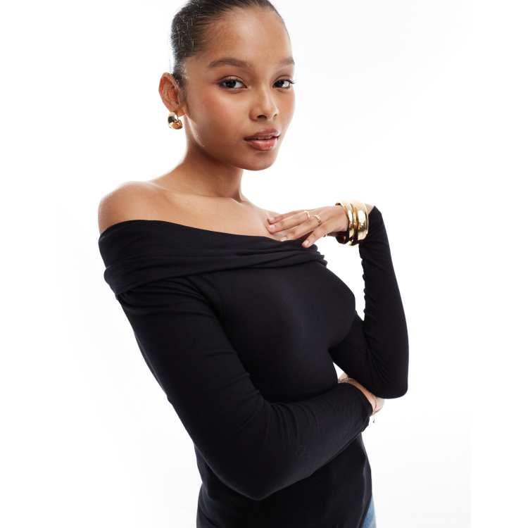 トップス ANDWANG / off shoulder bijou tops(black) AND off shoulder bijou tops