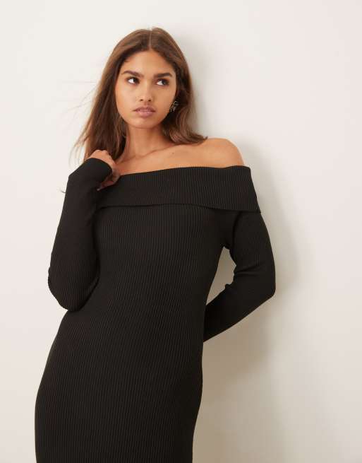 Off the shoulder ribbed dress sale