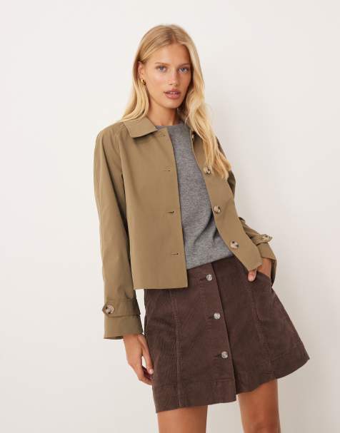 VILA – Olivgrön trenchcoat i kort design - view 1
