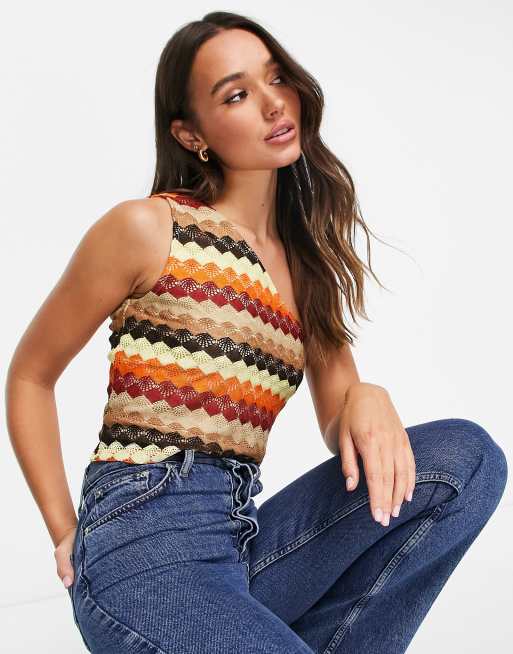 One shoulder cheap crochet top