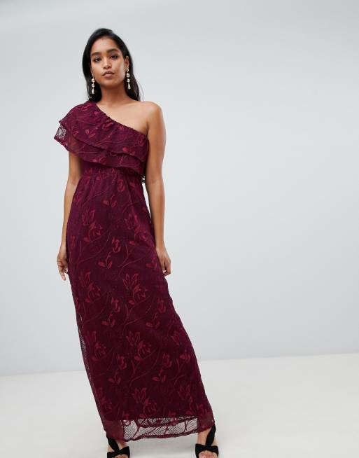 lace maxi dress burgundy