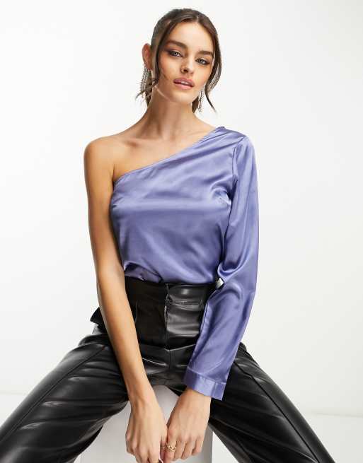 One shoulder top discount satin