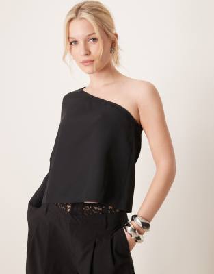 one shoulder top in black