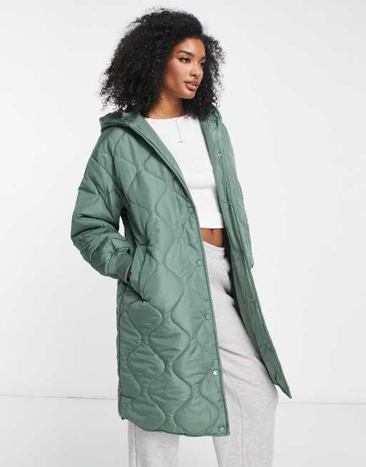 Green store quilted coat