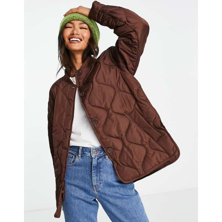 Vila onion quilted jacket in brown