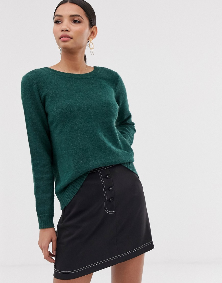 Vila open back knitted jumper-Green