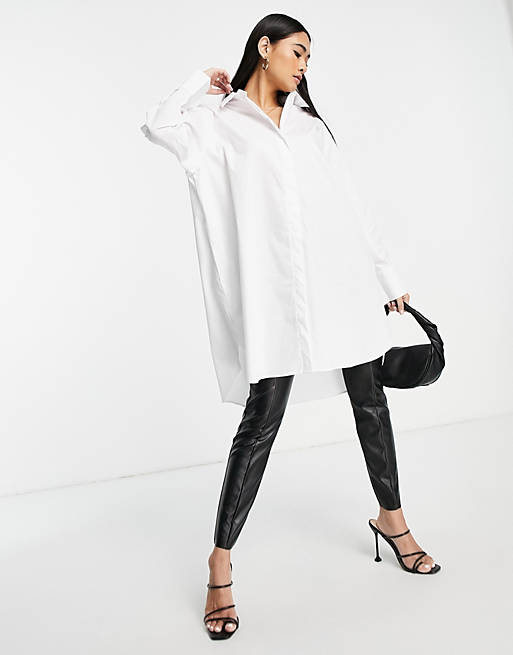 Tops Shirts & Blouses/Vila organic cotton longline shirt in white 