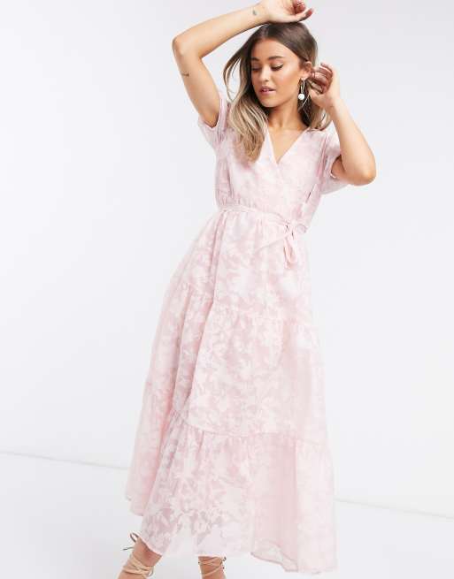 Pink maxi hotsell dress with sleeves