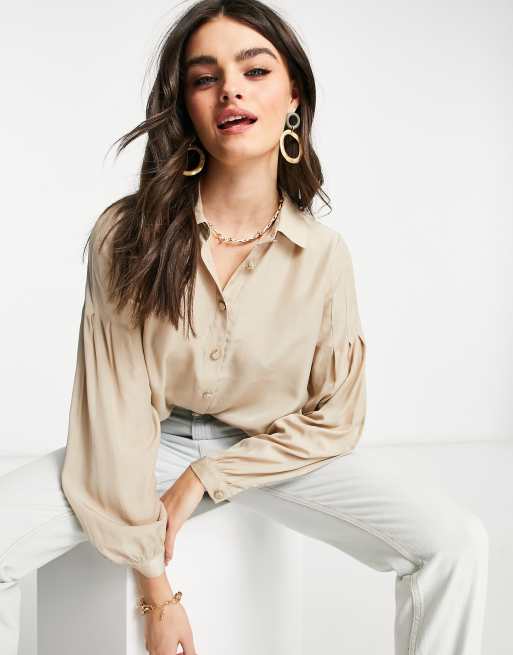 Vila overshirt in cream ASOS