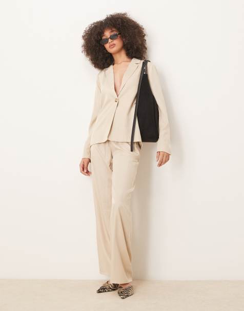 VILA – Oversize-Blazer in Hellbeige mit Knopfleiste, Kombiteil - view 1